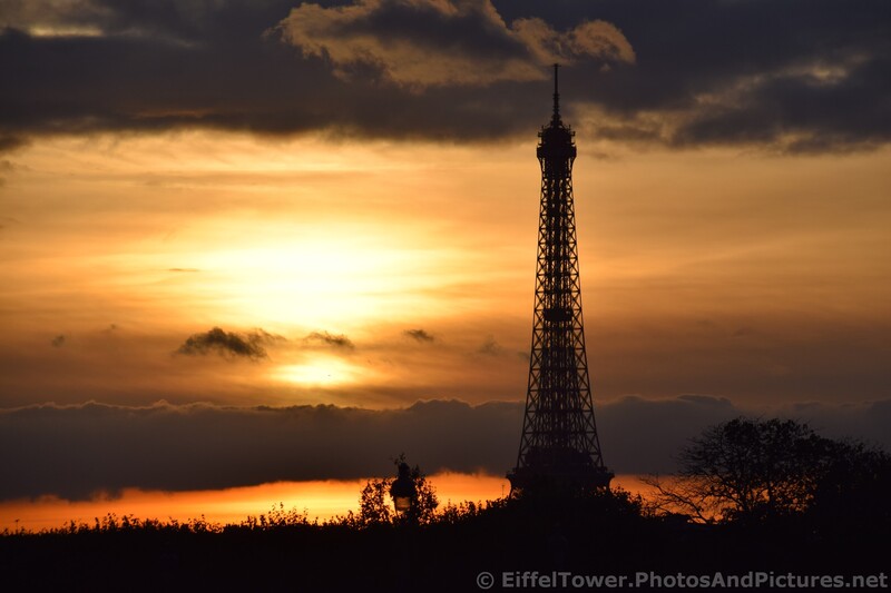 Eiffel Tower seen from Tuileries Gardens Beautiful Sunset at Dusk.jpg