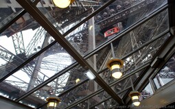 Red Elevator Coming down to Ground Floor of Eiffel Tower.jpg