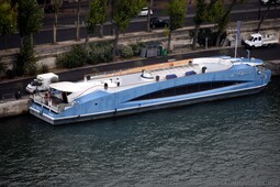 Le Paris River Boat docked on Seine River seen from Eiffel Tower.jpg